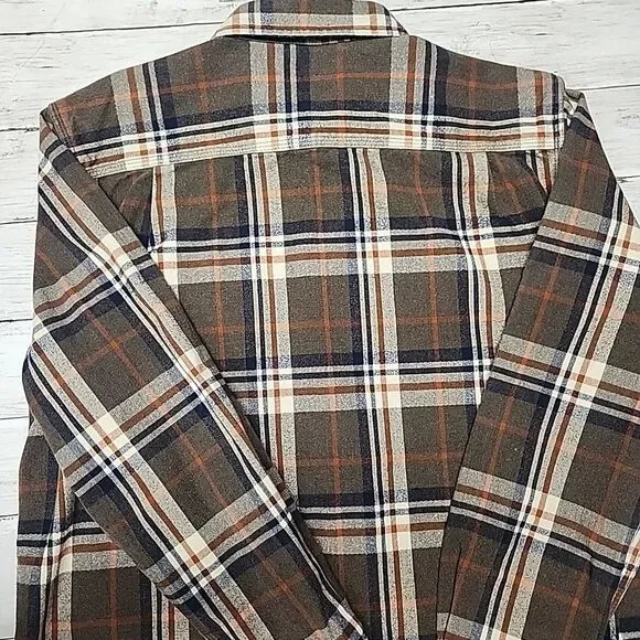 Carhartt Loose Fit Heavyweight Flannel Shirt Mens L Brown Plaid Long Sleeve - Picture 3 of 11